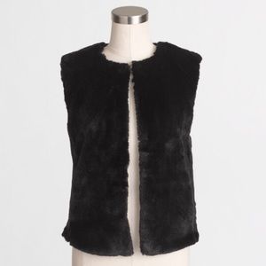 J. Crew Black Faux Fur Vest
